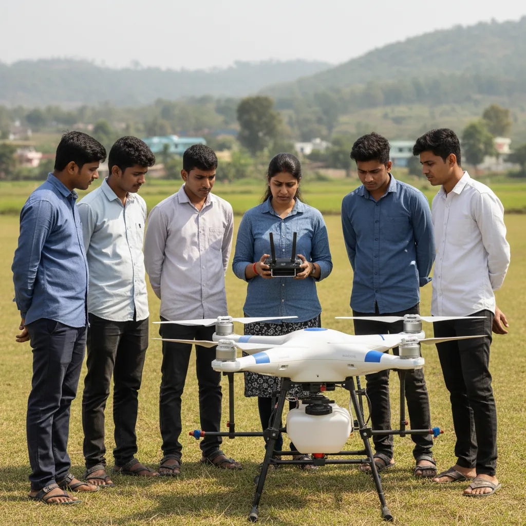 Drone-entrepreneur training session with operator and trainees