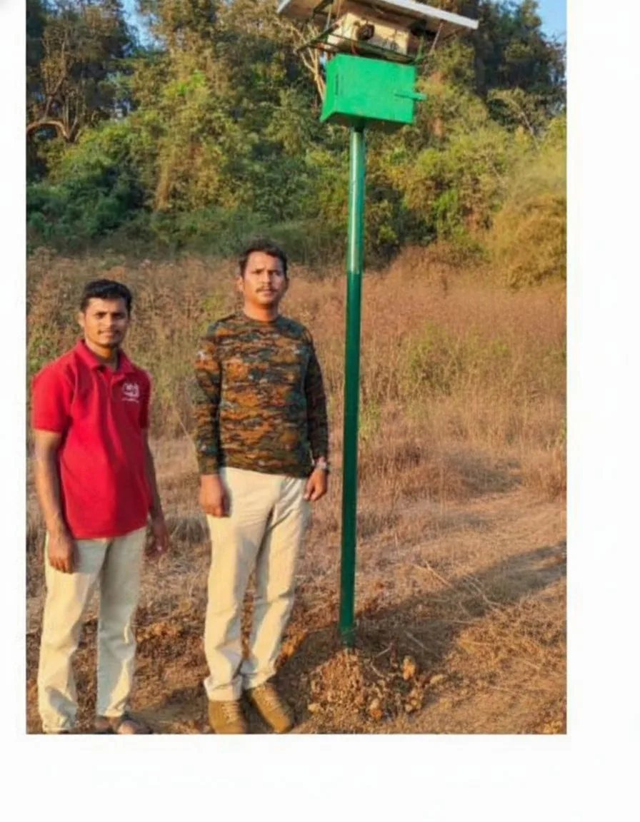 Solar-powered, 5G-enabled gunshot-detection tower in a Rajasthan tiger-reserve deployment