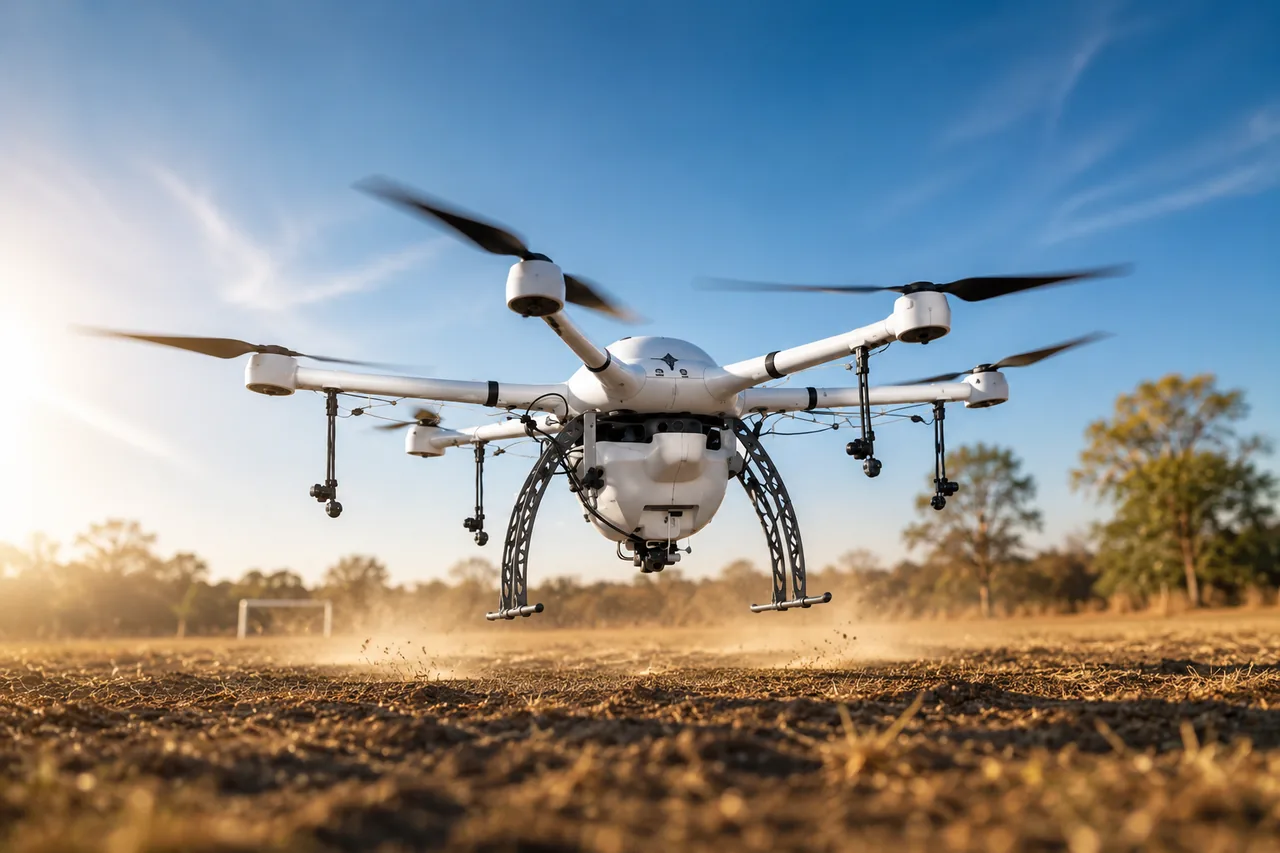 Theta Lotus — agri-spray hexacopter in field